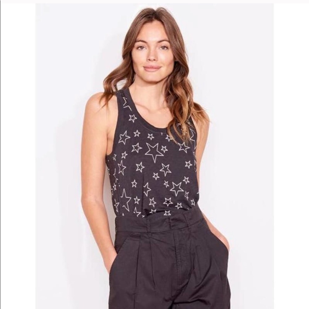 Sundry Pima Cotton Star Print Graphic Tank Top